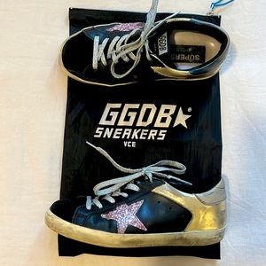 Golden Goose Superstar Leather black gold pink and silver Glitter sneakers